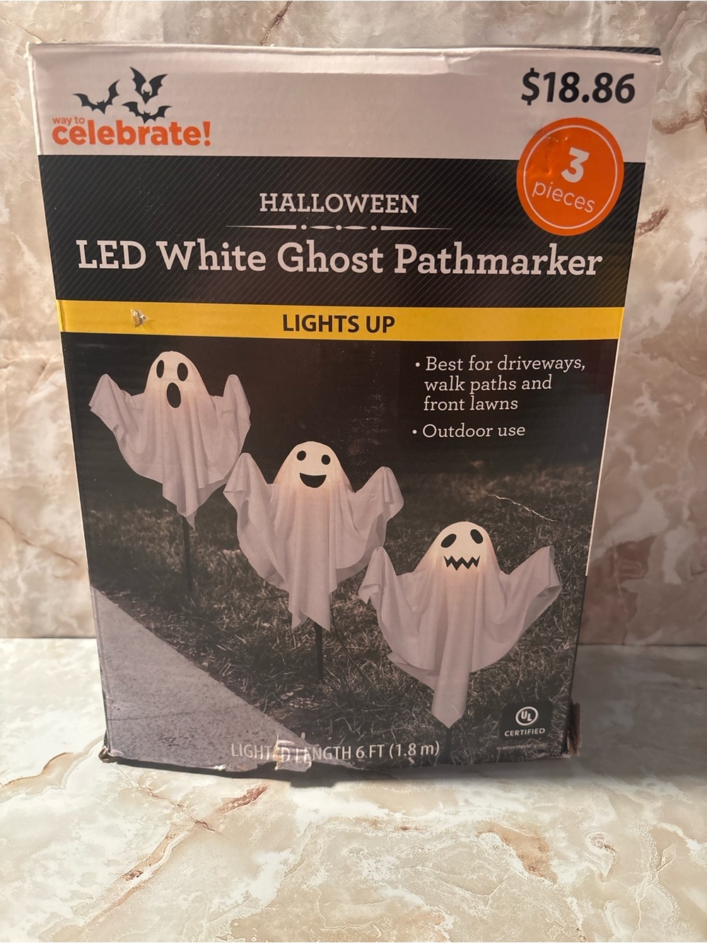 Way to Celebrate! LED White Ghost Pathmarkers - 3 Pack